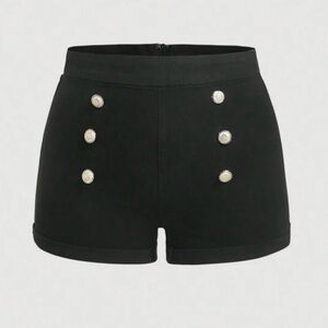 👍 Black Denim Buttoned Women's Shorts 👍